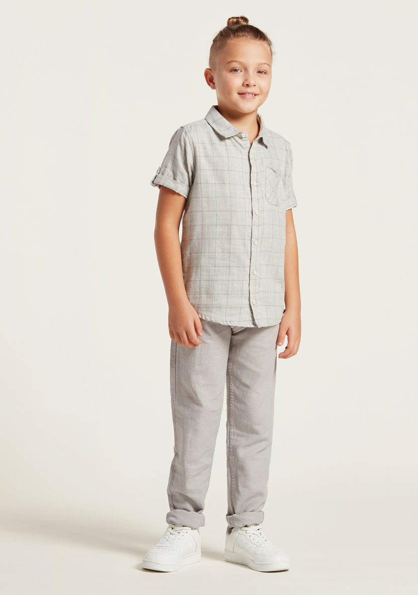 Juniors Solid Pants with Belt and Pockets-Pants-image-0