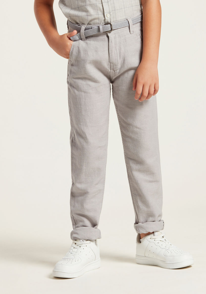 Juniors Solid Pants with Belt and Pockets-Pants-image-1