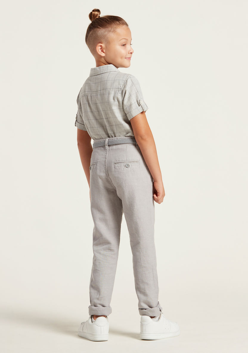 Juniors Solid Pants with Belt and Pockets-Pants-image-3