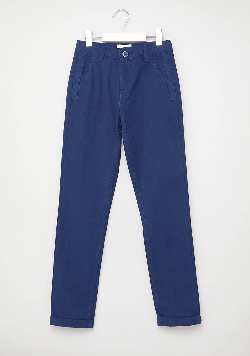 Juniors Textured Chinos with Pocket Detail and Belt Loops-Pants-image-0
