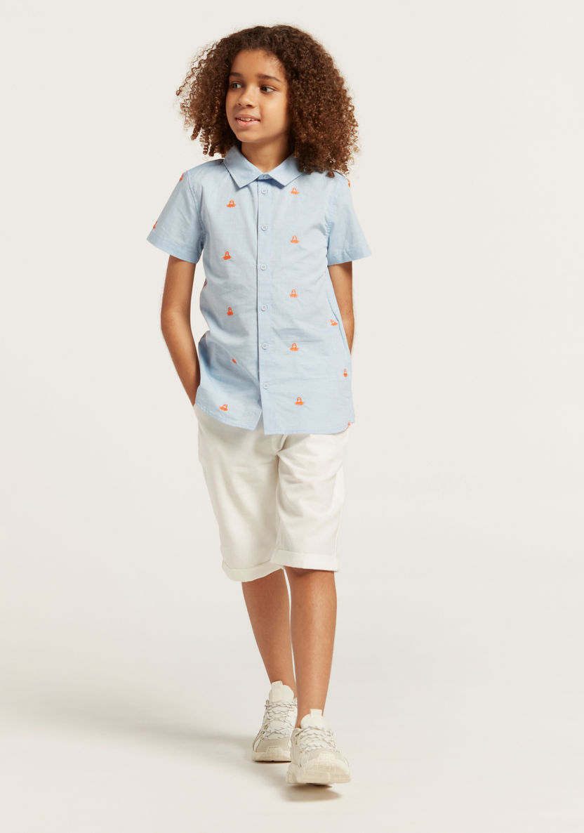 Juniors Printed Shirt and Solid Shorts Set-Clothes Sets-image-0