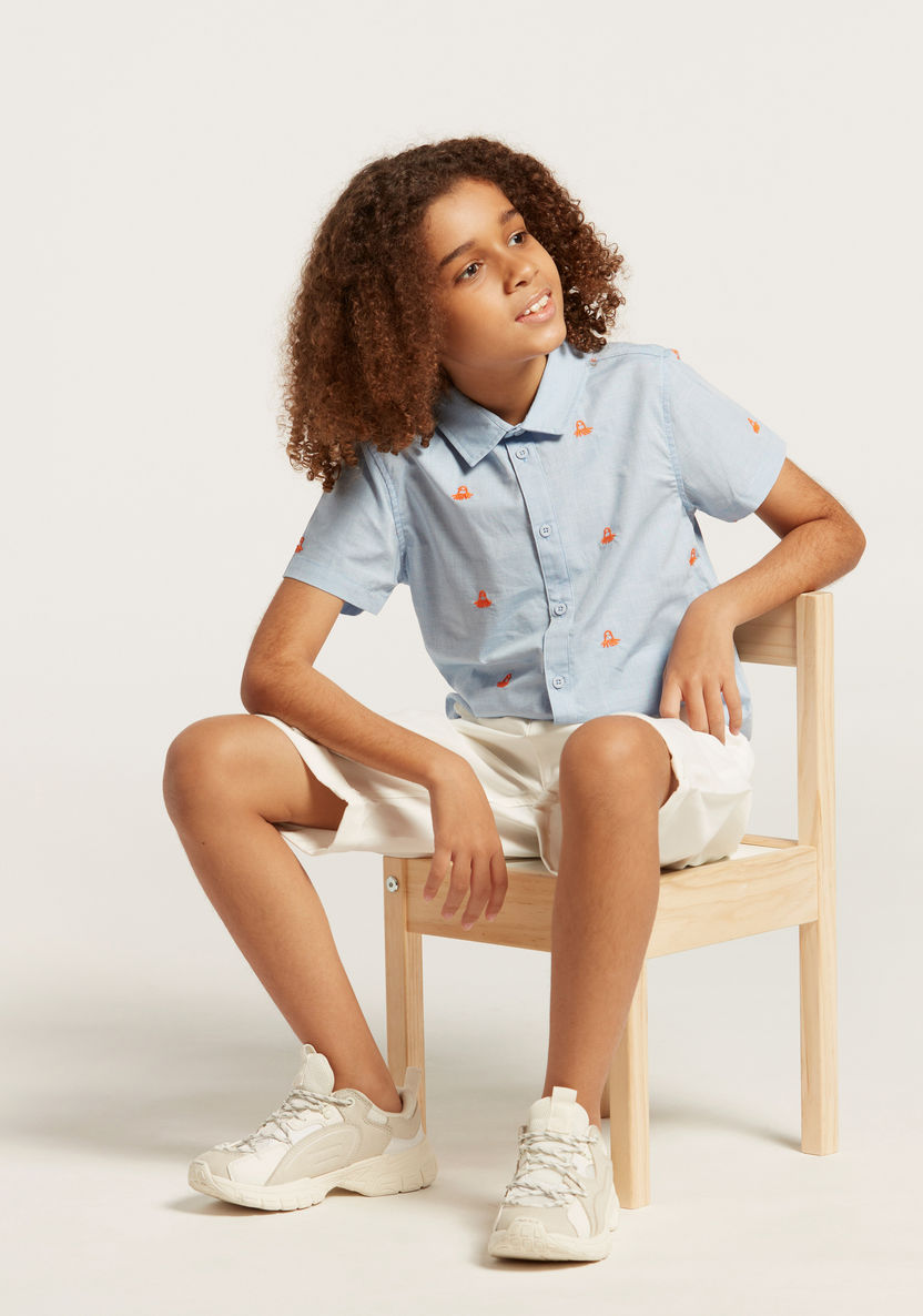Juniors Printed Shirt and Solid Shorts Set-Clothes Sets-image-1
