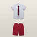 Juniors Textured Short Sleeves Shirt with Pocket Detail Shorts-Clothes Sets-thumbnail-0