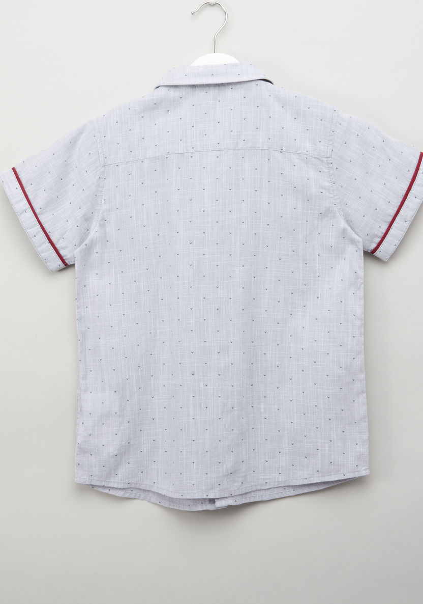 Juniors Textured Short Sleeves Shirt with Pocket Detail Shorts-Clothes Sets-image-3