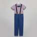 Juniors Printed Short Sleeves Shirt with Pocket Detail and Suspenders-Clothes Sets-thumbnail-0