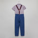 Juniors Printed Short Sleeves Shirt with Pocket Detail and Suspenders-Clothes Sets-thumbnail-1