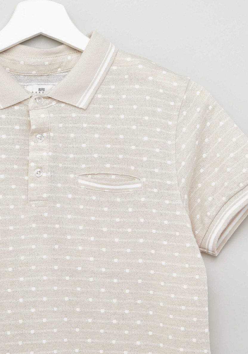 Juniors Printed Polo T-shirt and Solid Shorts Set-Clothes Sets-image-2
