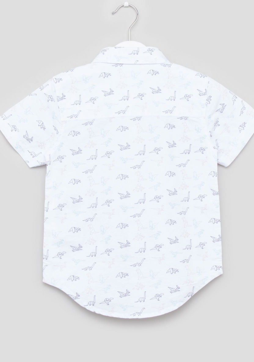 Juniors Dinosaur Print Shirt and Pocket Detail Shorts-Clothes Sets-image-3
