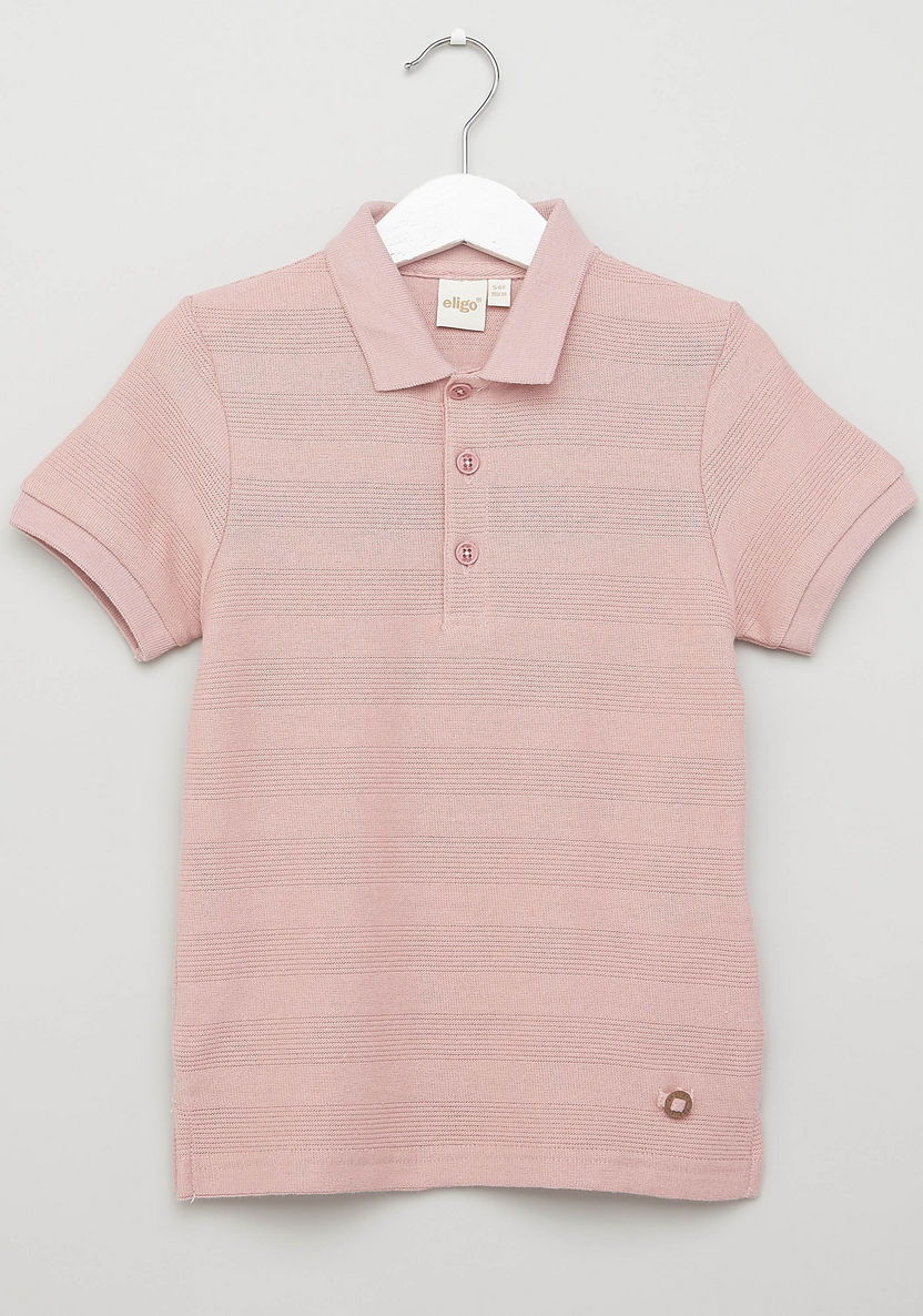 Eligo Textured Polo T-shirt with Short Sleeves-T Shirts-image-0