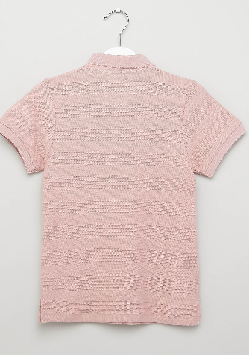 Eligo Textured Polo T-shirt with Short Sleeves-T Shirts-image-2