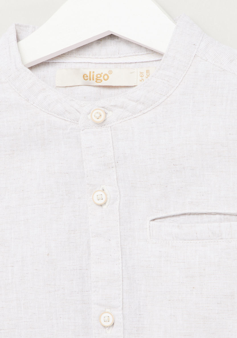 Eligo Textured Shirt with Mandarin Collar and Long Sleeves-Shirts-image-1
