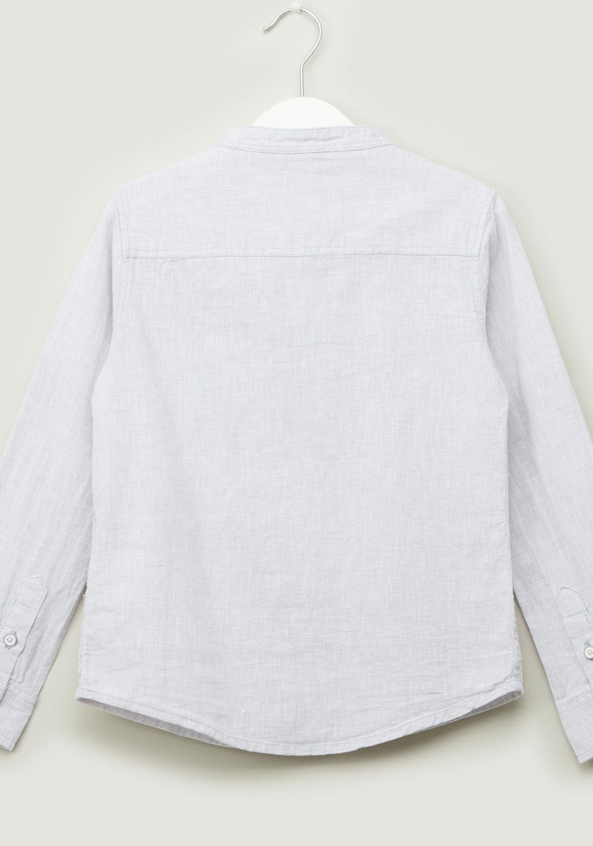 Eligo Textured Shirt with Mandarin Collar and Long Sleeves-Shirts-image-2
