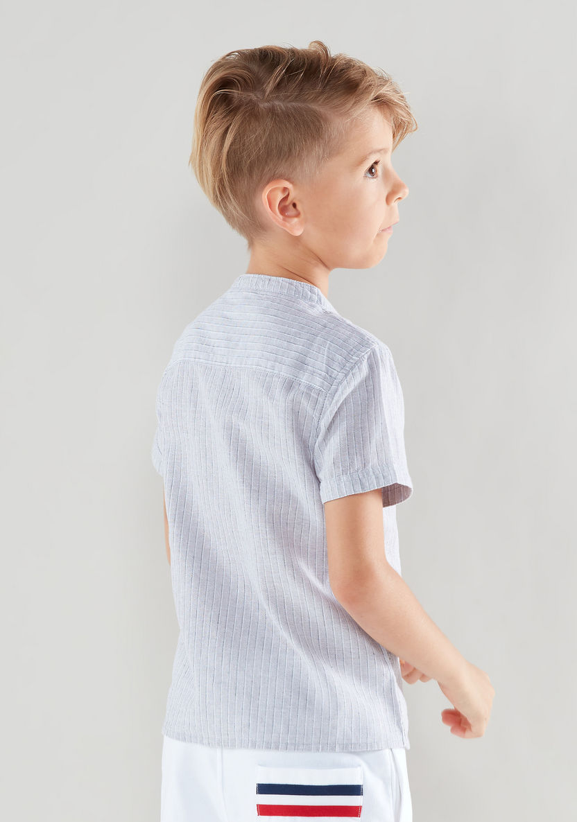 Eligo Striped Shirt with Henley Neck and Pocket-Shirts-image-3
