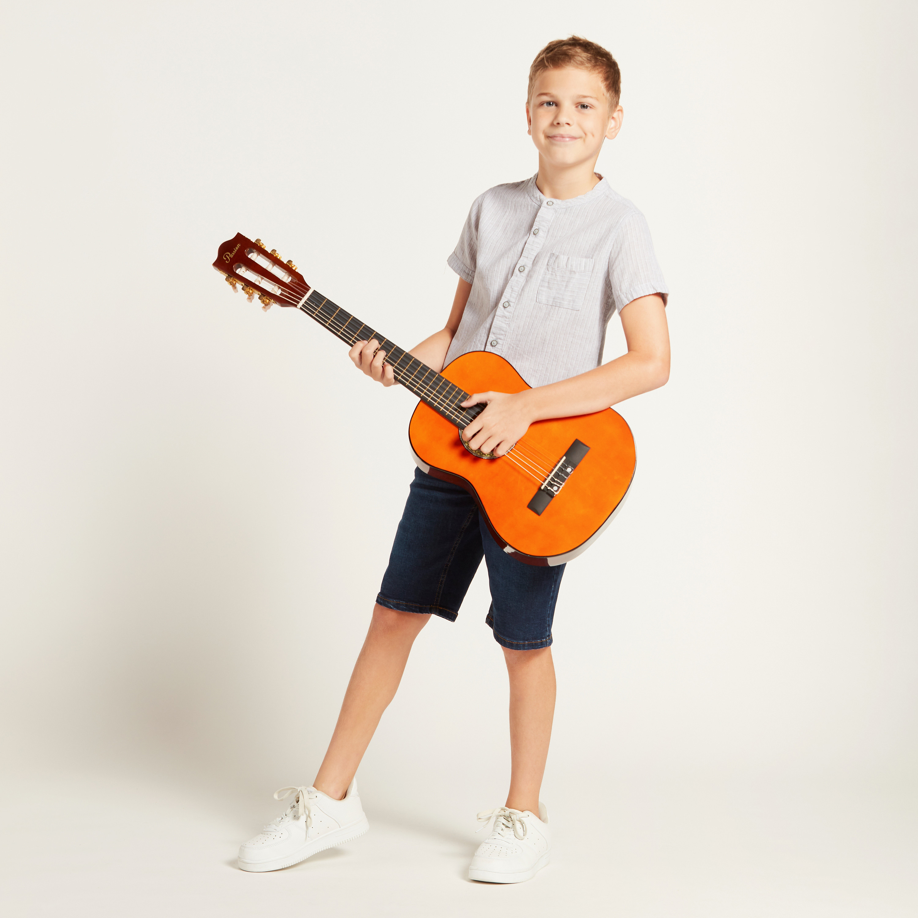 قميص مخطط بياقة هينلي وجيب من إليجو-boys-clothing-shirts-image-1