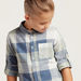 Chequered Shirt with Mandarin Collar and Long Sleeves-Shirts-thumbnail-1