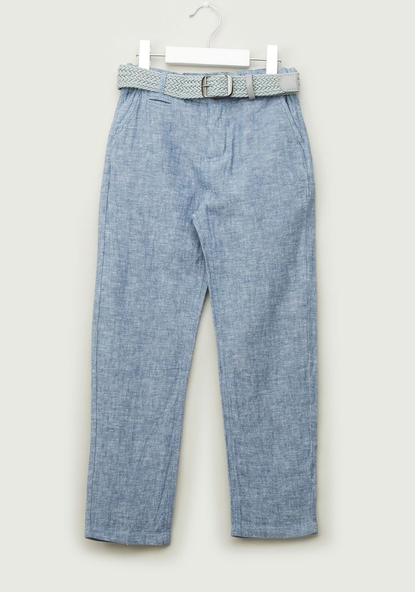 Eligo Textured Pants with Pocket Detail and Belt-Pants-image-0