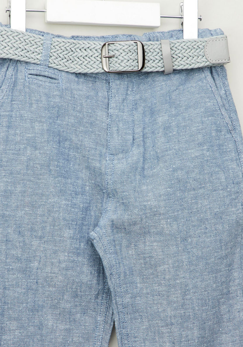 Eligo Textured Pants with Pocket Detail and Belt-Pants-image-1