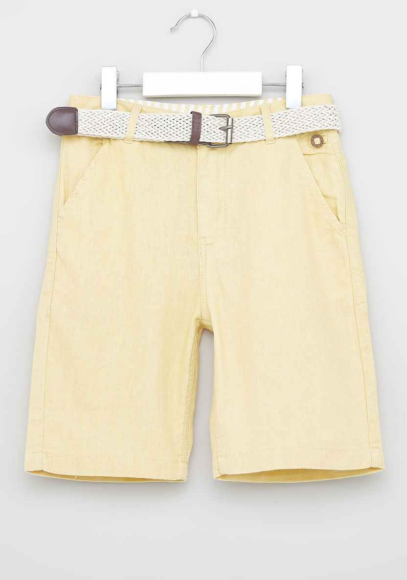 Eligo Solid Shorts with Pockets and Belt-Bottoms-image-0
