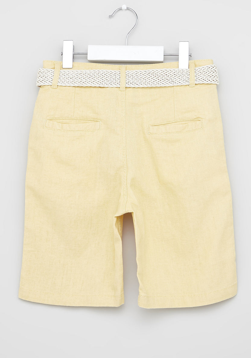 Eligo Solid Shorts with Pockets and Belt-Bottoms-image-2