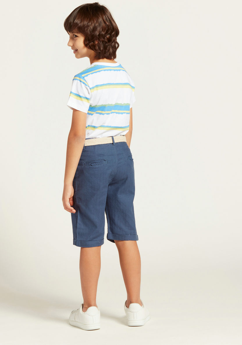 Solid Shorts with Pocket Detail and Belt Loops-Shorts-image-3
