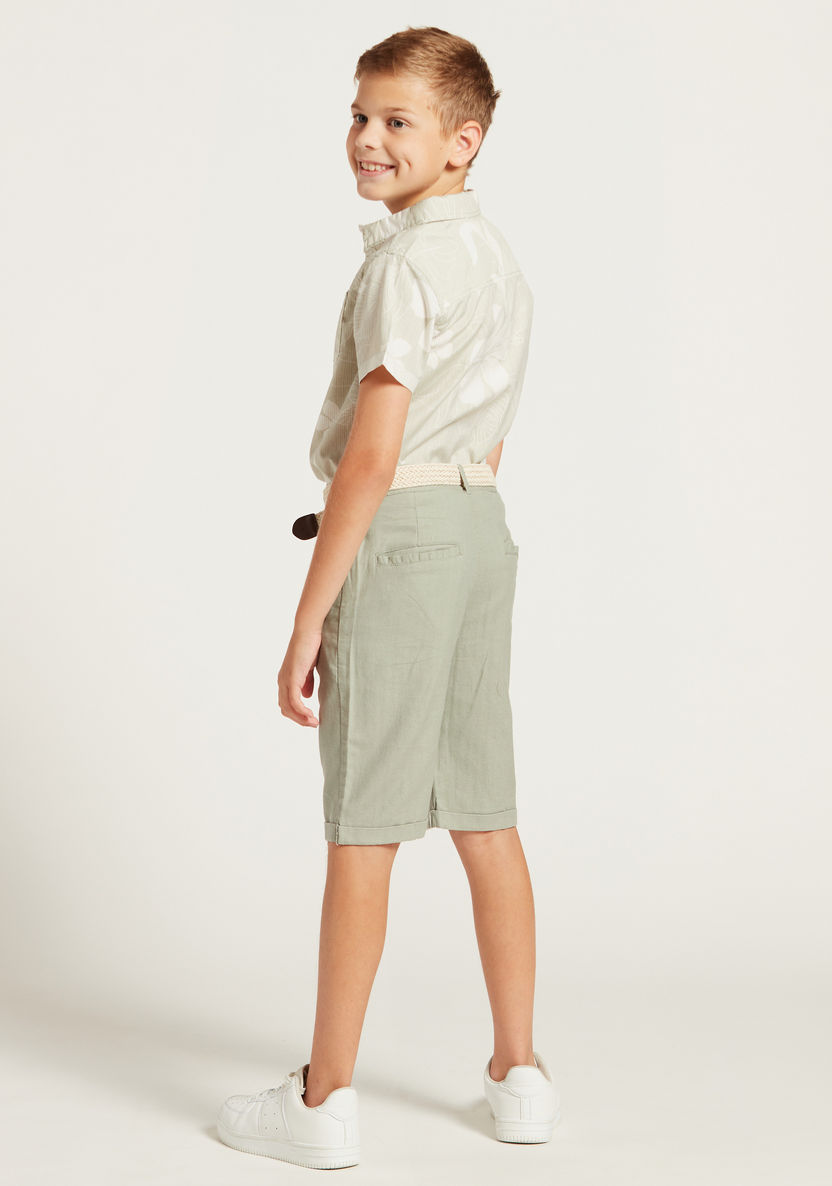 Solid Shorts with Pockets and Button Closure-Shorts-image-3