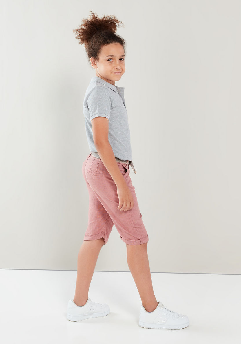 Eligo Textured Pocket Detail Shorts with Belt-Shorts-image-2