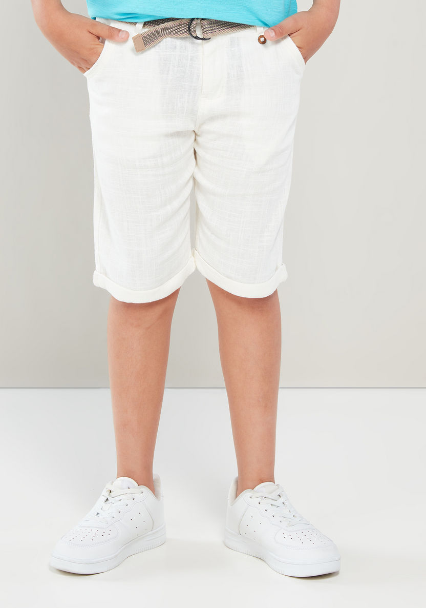 Eligo Textured Pocket Detail Shorts with Belt-Shorts-image-1