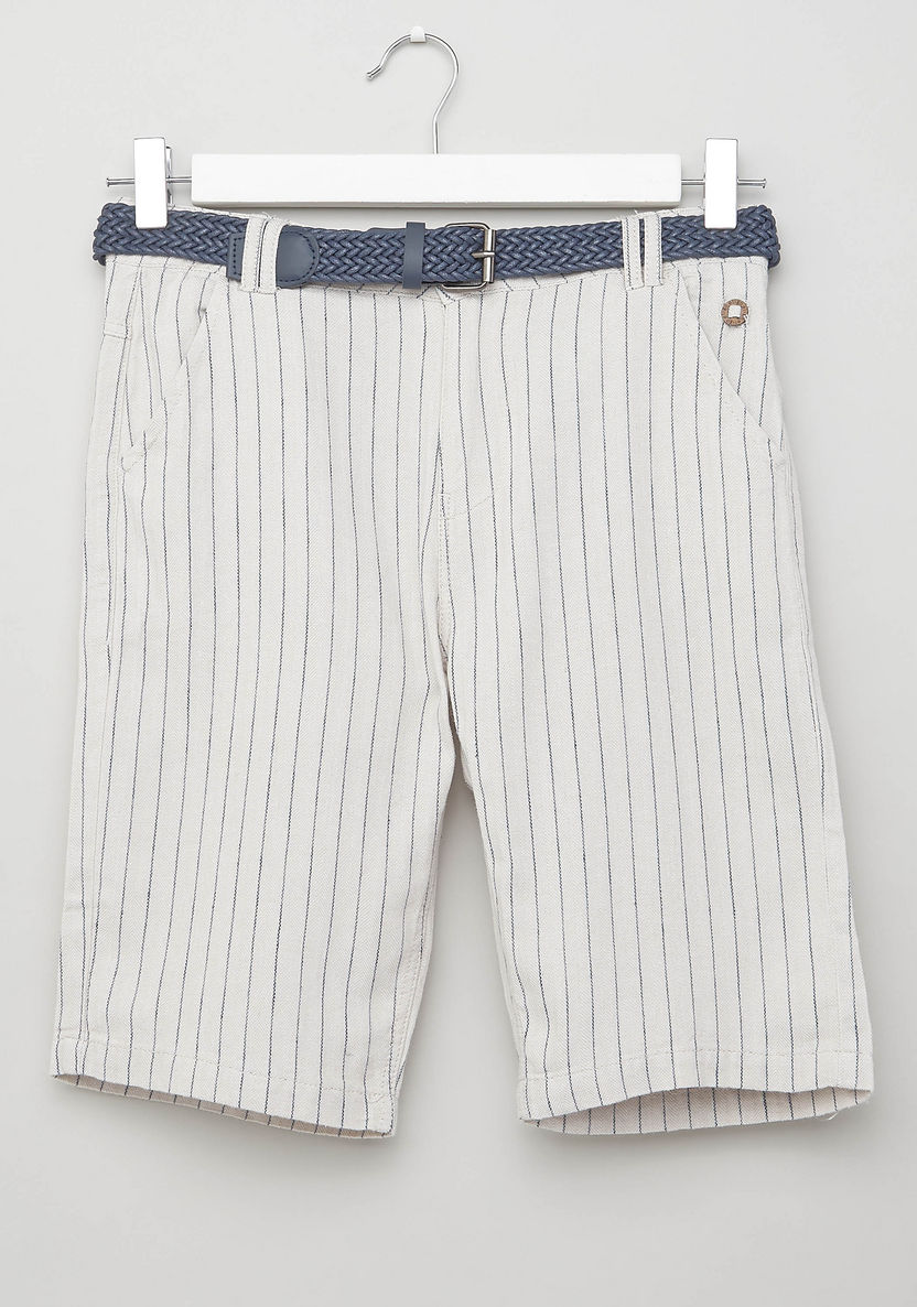 Eligo Striped Pocket Detail Shorts with Belt-Shorts-image-0