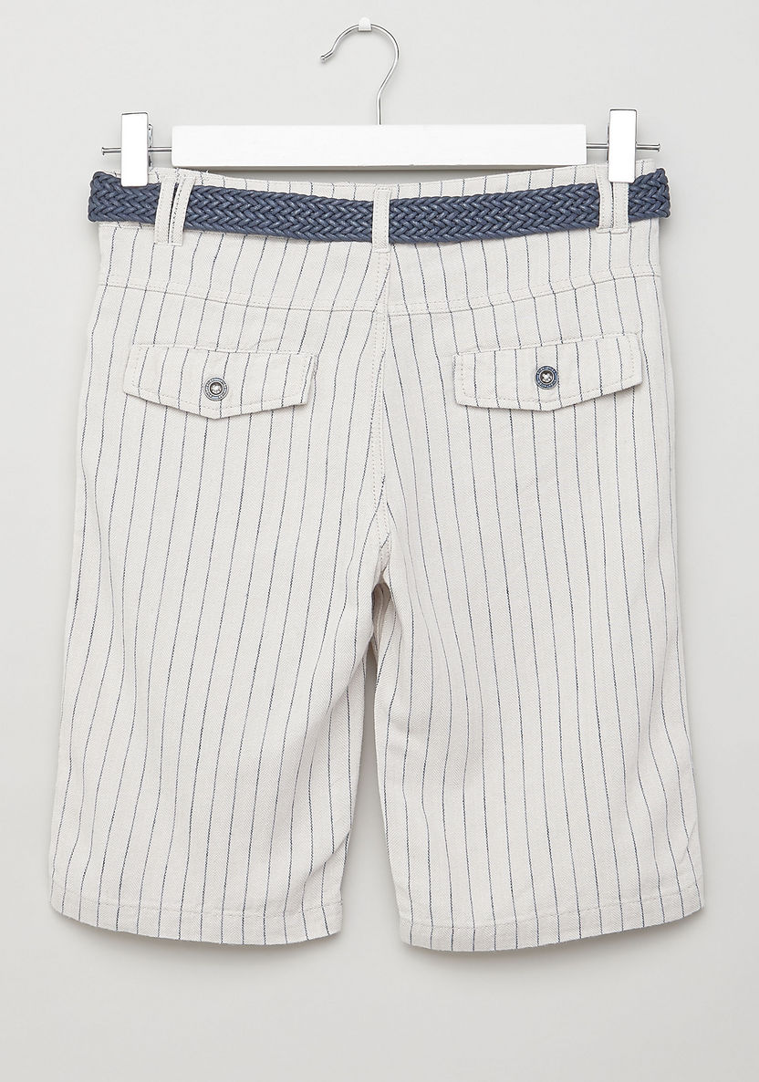 Eligo Striped Pocket Detail Shorts with Belt-Shorts-image-2