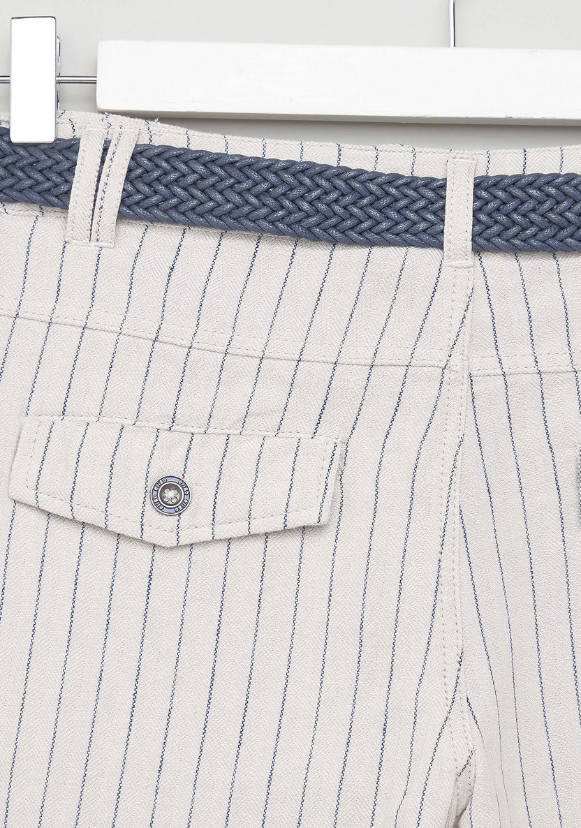 Eligo Striped Pocket Detail Shorts with Belt-Shorts-image-3