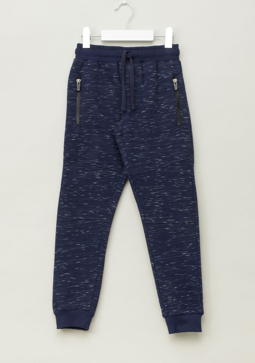 Bossini Textured Jog Pants with Drawstring Closure and Zip Pockets-Joggers-image-0