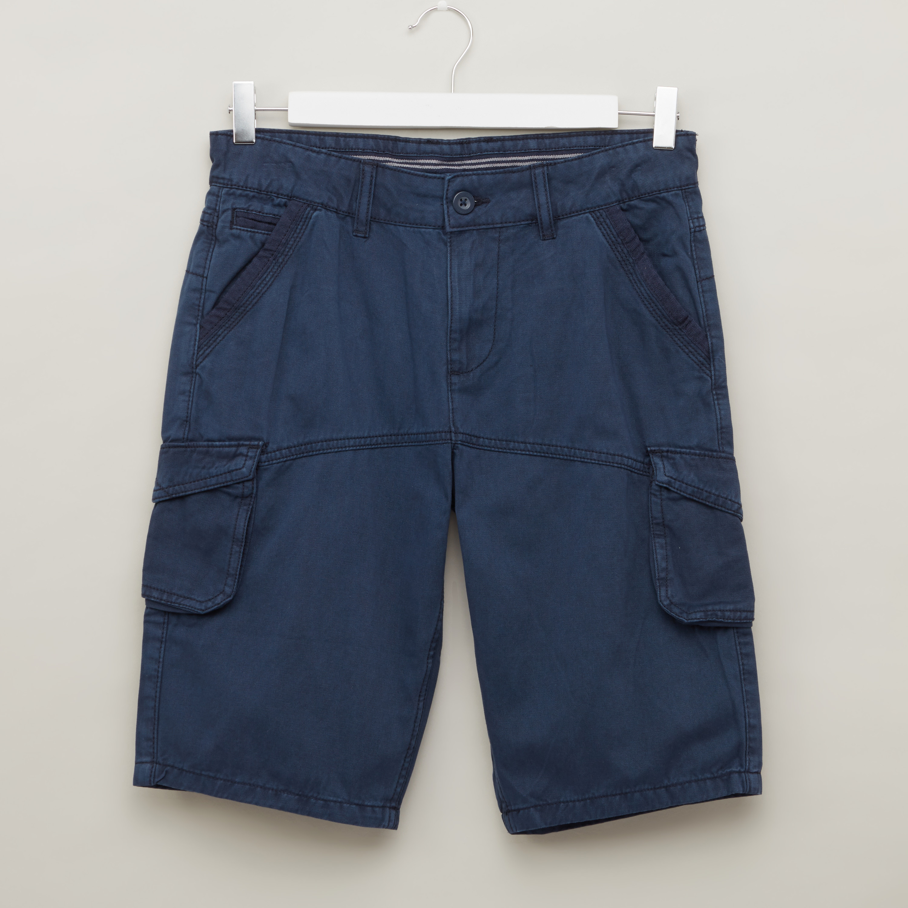Bossini Solid Shorts with Button Closure-boys-clothing-bottoms-shorts-image-1