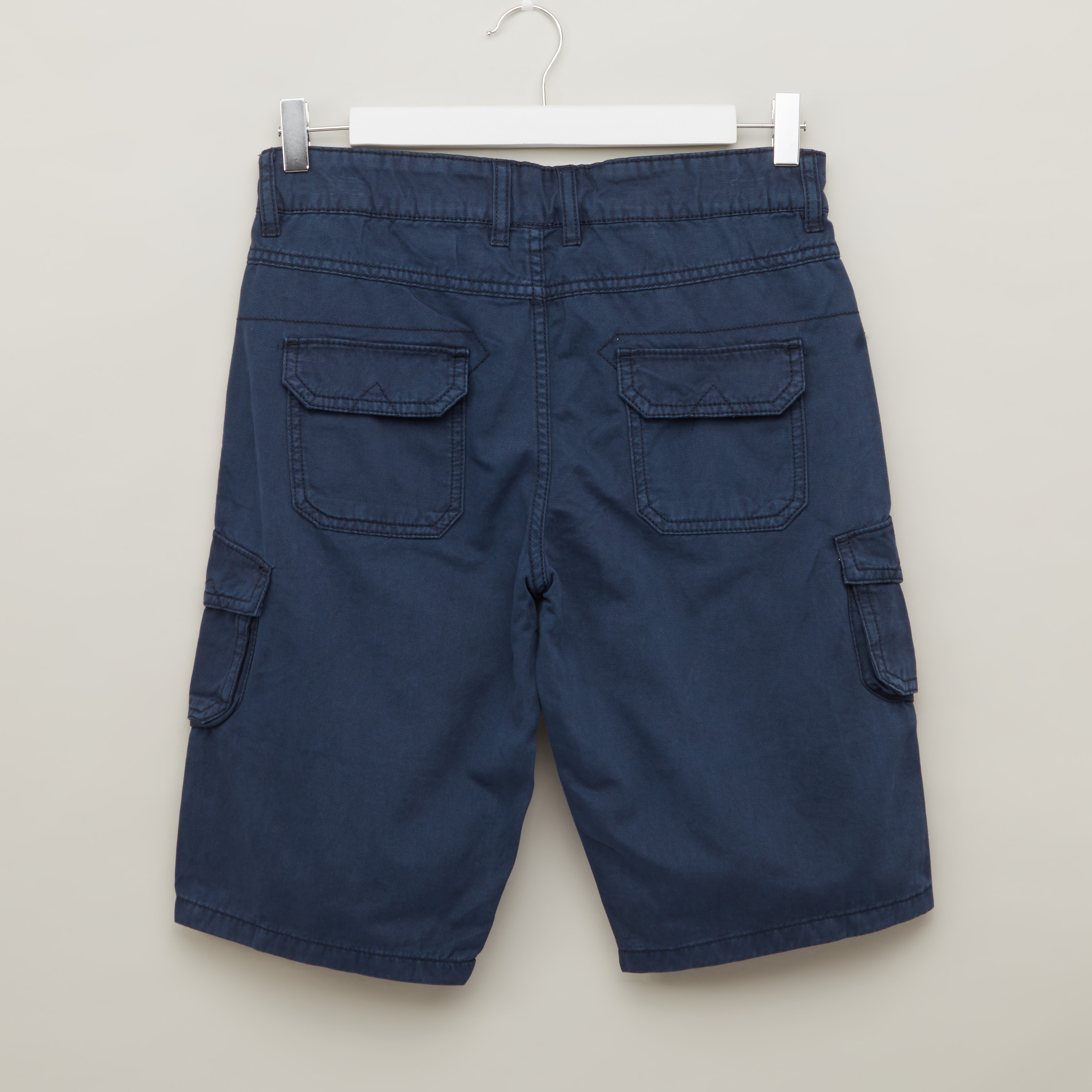 Bossini Solid Shorts with Button Closure-boys-clothing-bottoms-shorts-image-3