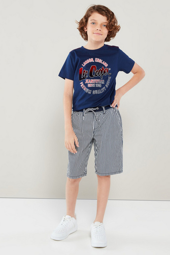 Lee Cooper Graphic Print T-shirt with Short Sleeves