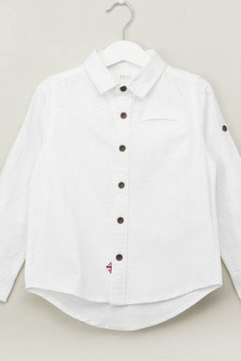 Lee Cooper Solid Oxford Shirt with Long Sleeves