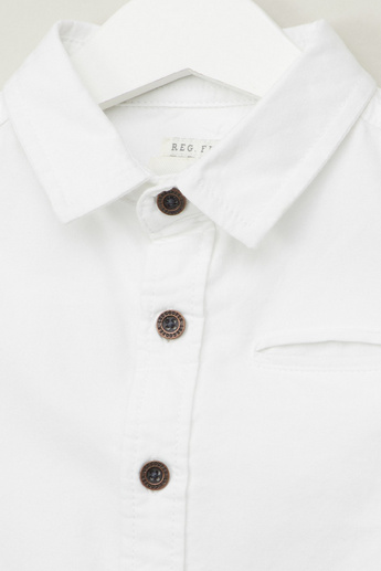 Lee Cooper Solid Oxford Shirt with Long Sleeves