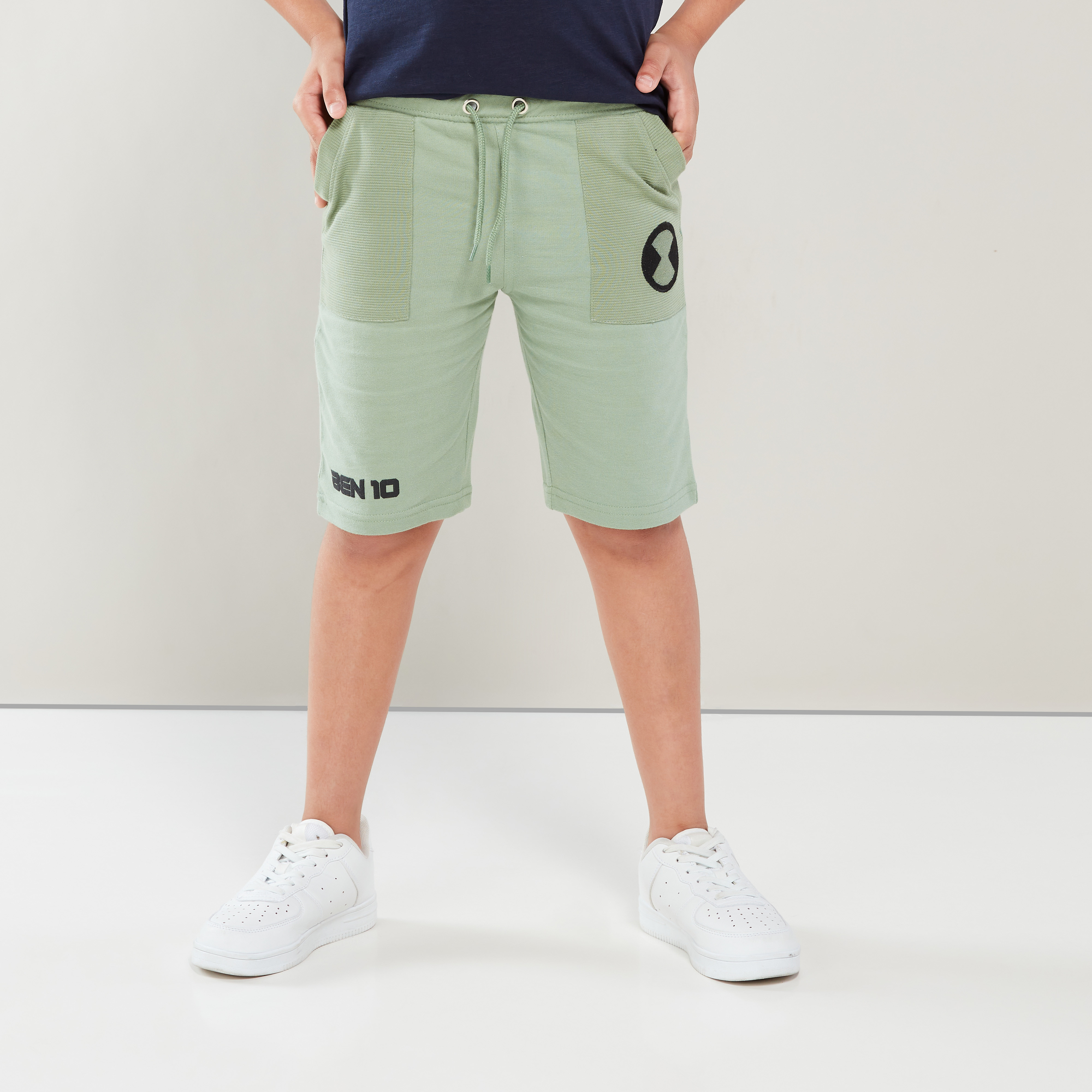 Ben 10 Print Shorts with Pocket Detail and Drawstring-boys-clothing-bottoms-shorts-image-1