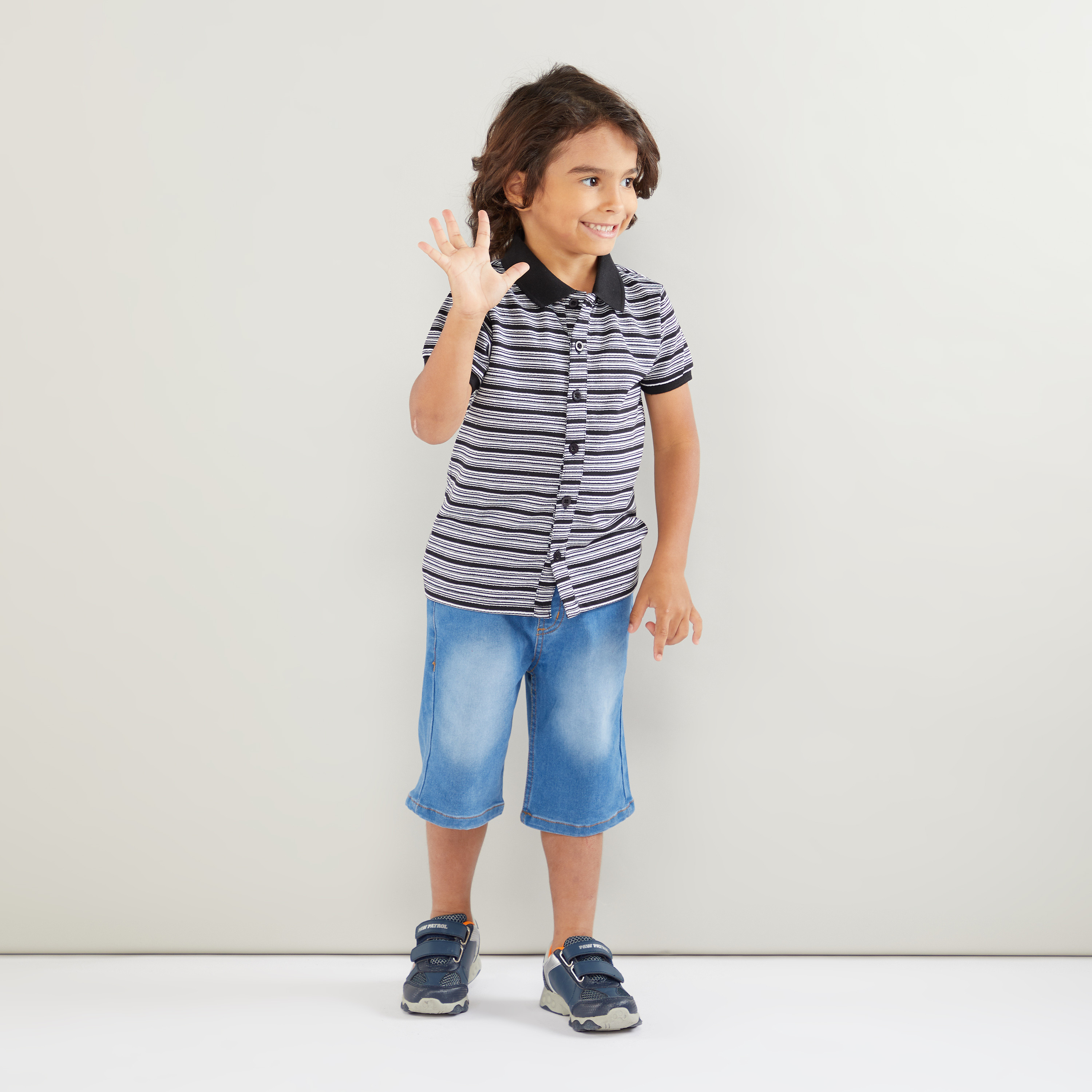Iconic Striped Shirt with Short Sleeves-boys-clothing-shirts-image-2