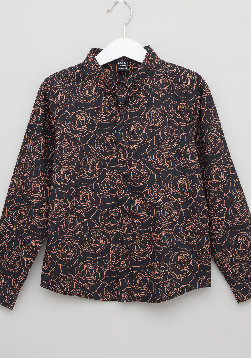 Iconic All Over Print Shirt with Long Sleeves and Spread Collar-Shirts-image-0