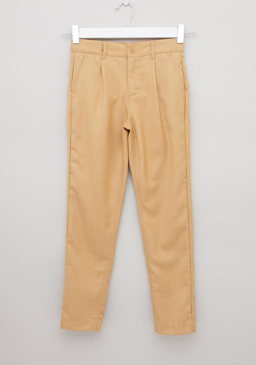 Iconic Solid Pants with Pockets and Button Closure-Pants-image-0