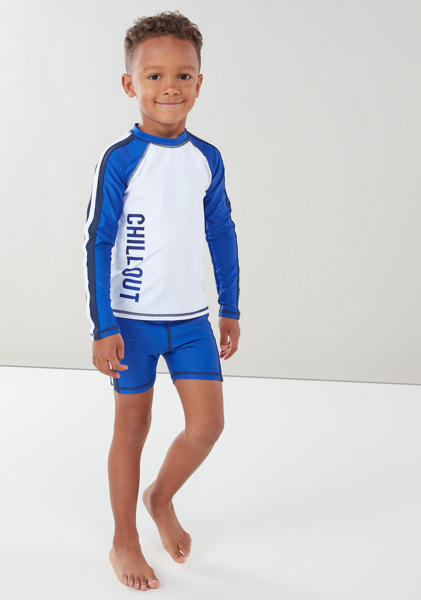 Juniors Printed Swimwear Raglan Sleeves T-shirt with Shorts-Swimwear-image-1
