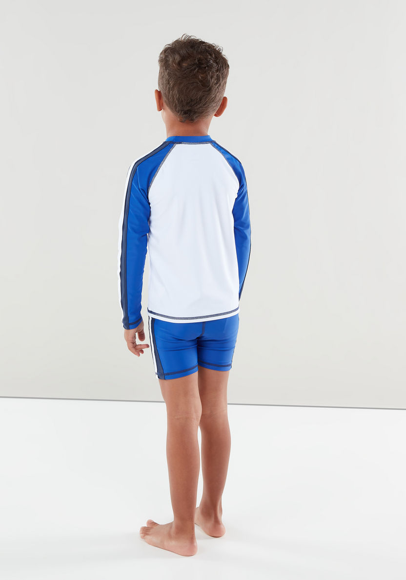 Juniors Printed Swimwear Raglan Sleeves T-shirt with Shorts-Swimwear-image-3