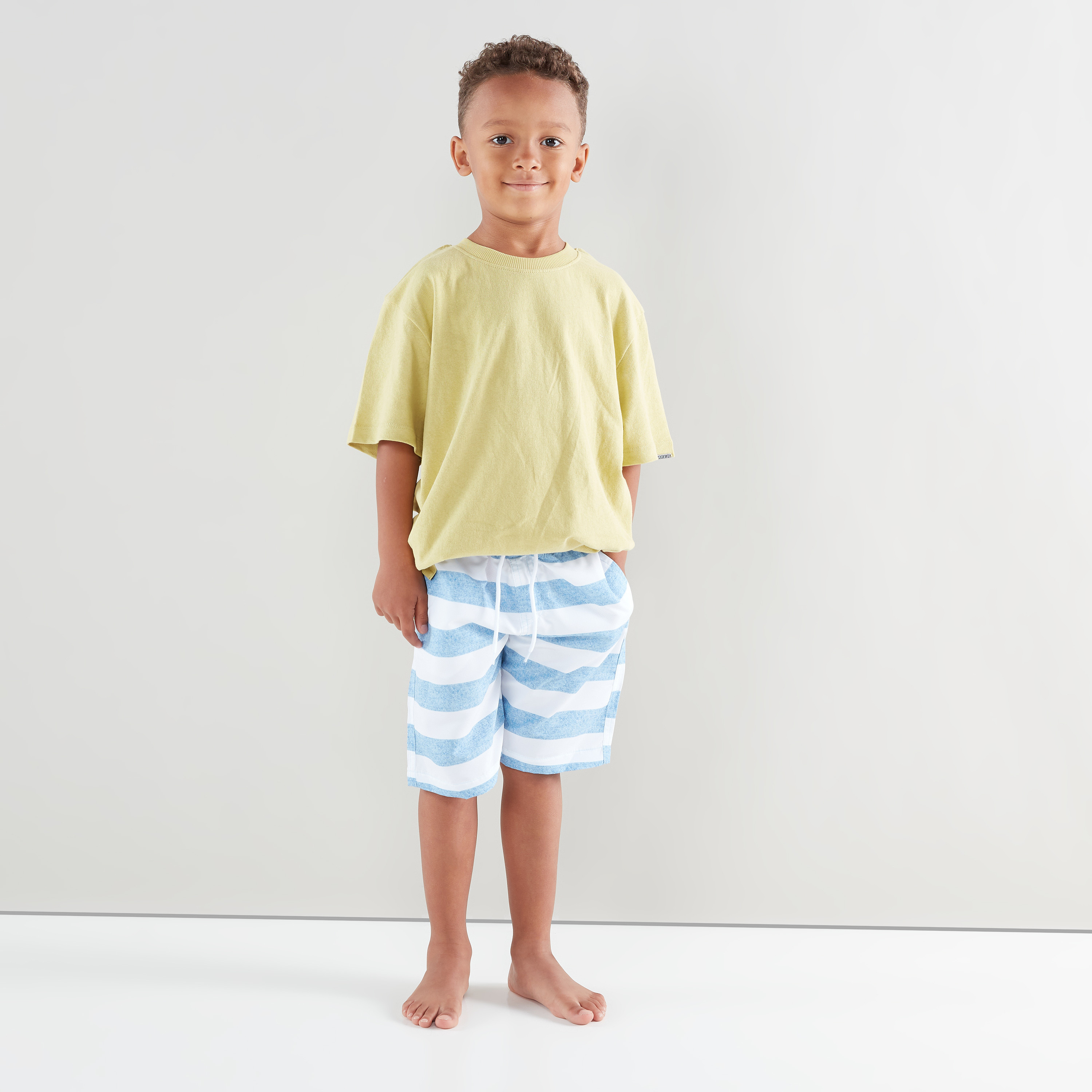 Juniors Striped Swim Shorts with Pocket Detail-boys-clothing-sportswear-swimwear-image-2
