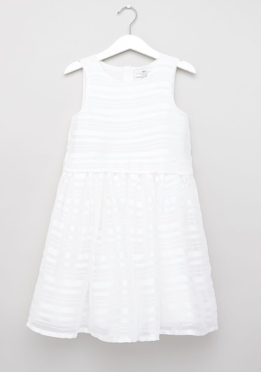 Juniors Textured Sleeveless Dress with Round Neck-Dresses%2C Gowns and Frocks-image-0