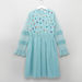 Juniors Embroidered Mesh Dress with Round Neck and Long Sleeves-Dresses%2C Gowns and Frocks-thumbnail-0