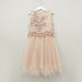 Juniors Sleeveless Dress with Flower Appliques-Dresses%2C Gowns and Frocks-thumbnail-0