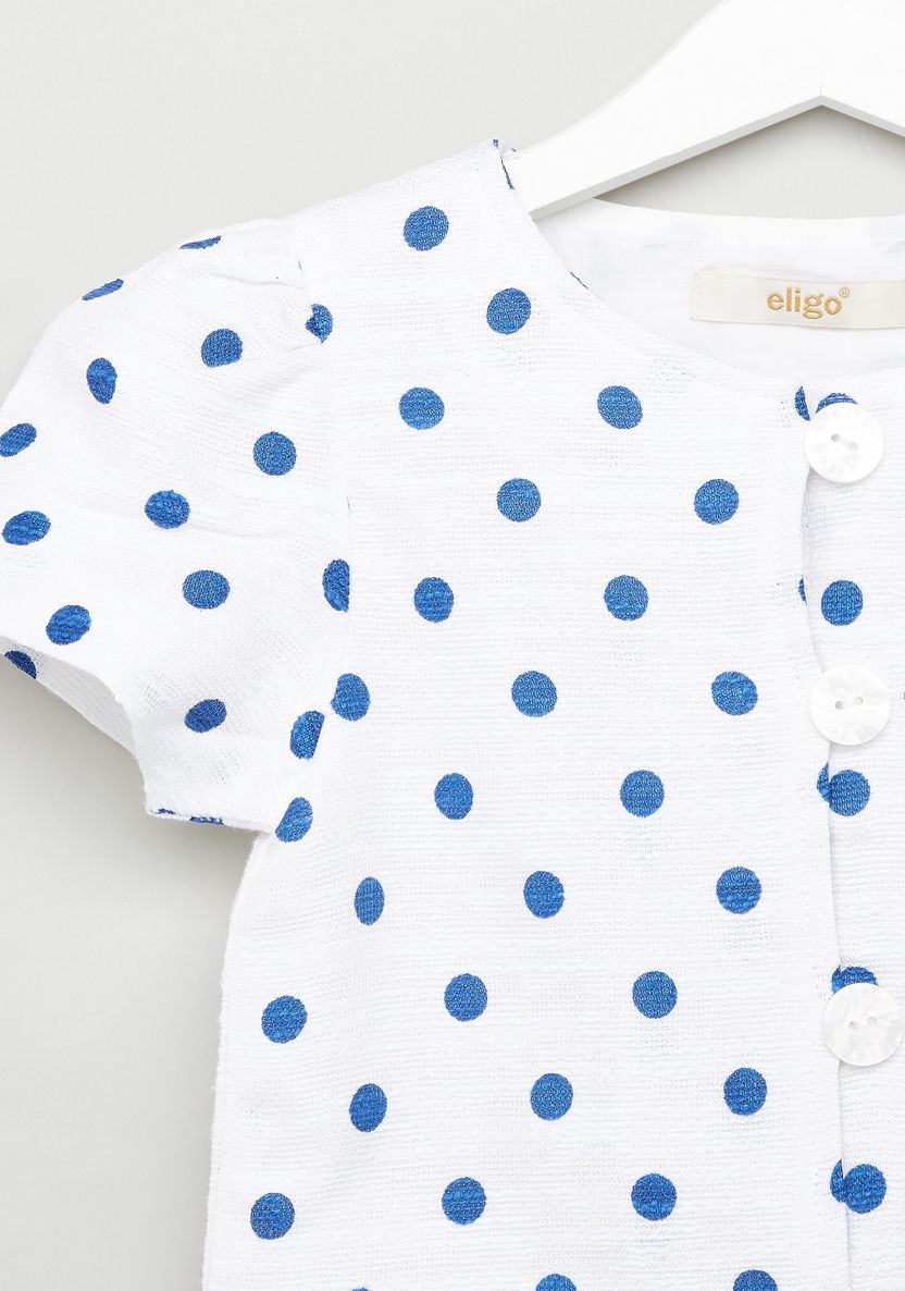 Eligo Polka Dots Print Top with Short Sleeves-Blouses-image-1