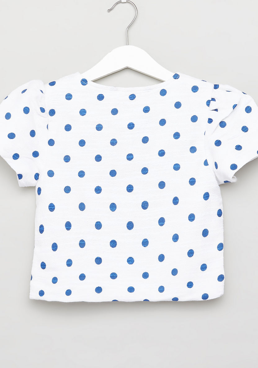 Eligo Polka Dots Print Top with Short Sleeves-Blouses-image-2