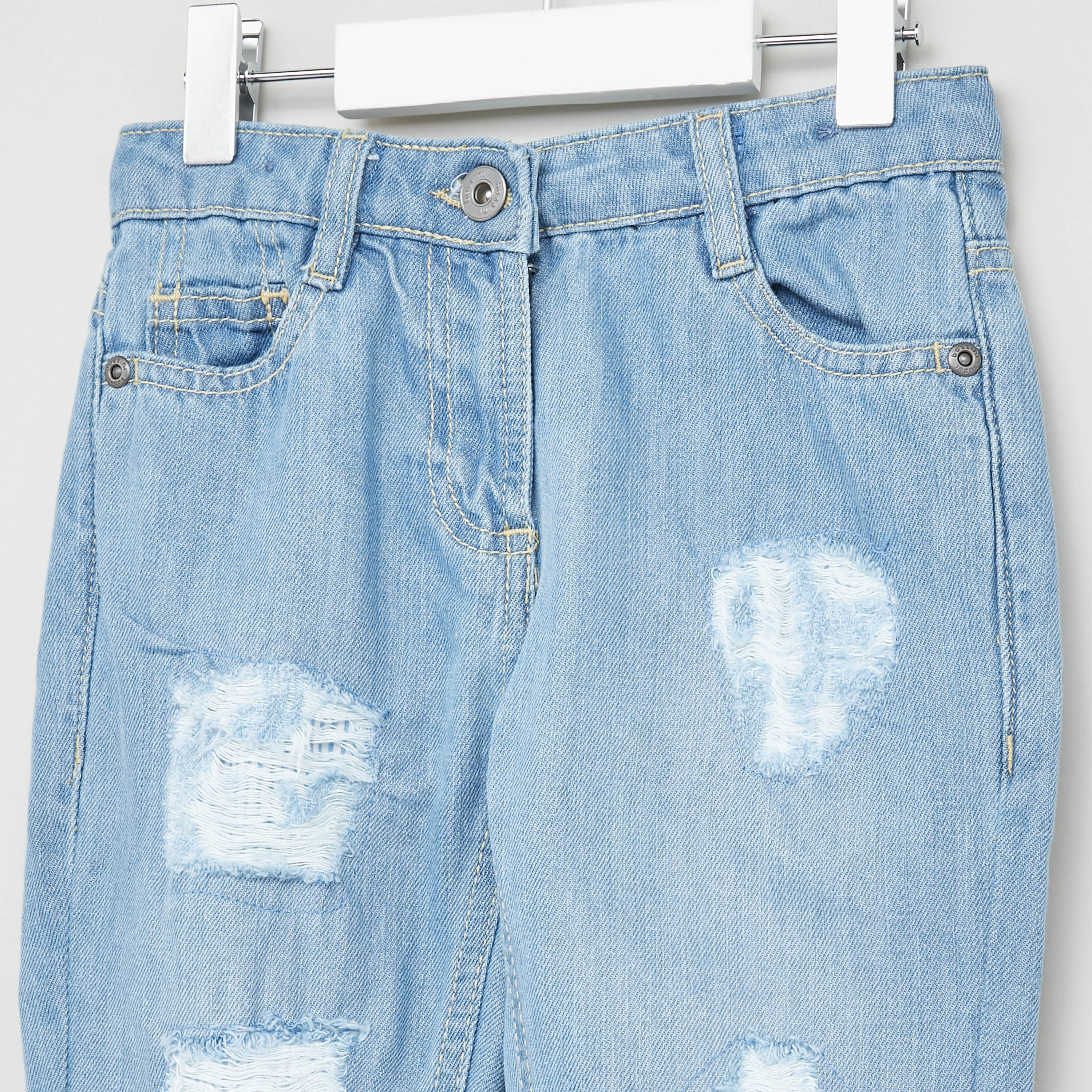 بنطلون جينز ممزق بجيوب وحلقات حزام من بوسيني-girls-clothing-bottoms-jeansandjeggings-image-2