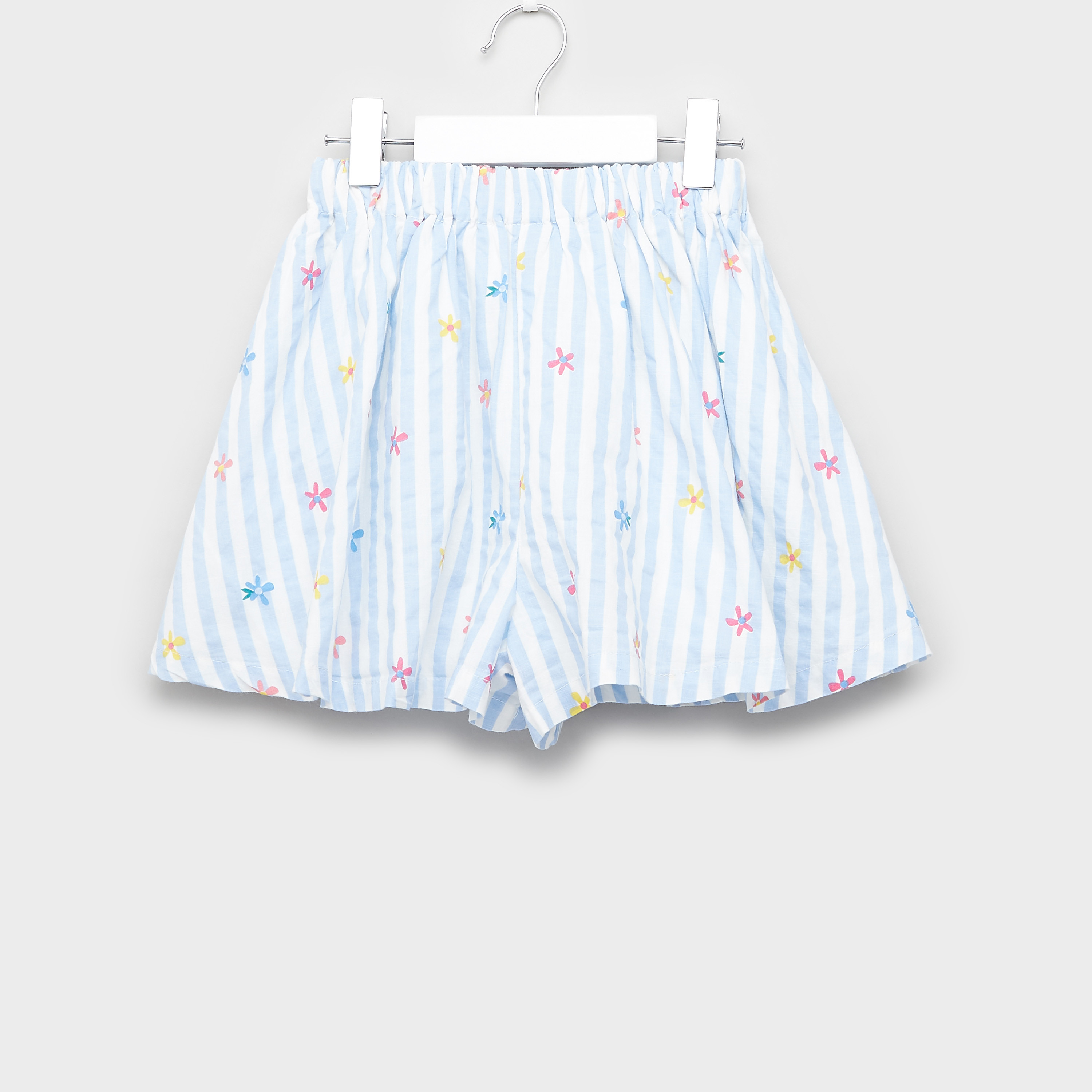 Bossini Striped Shorts with Floral Print and Tie Ups-girls-clothing-bottoms-shorts-image-3